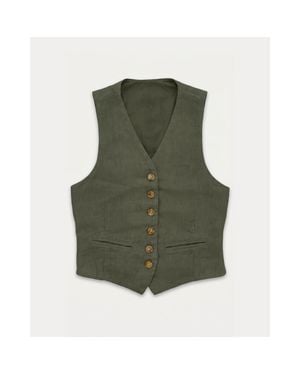 Fortela Demi-Linen Tailored Vest - Green
