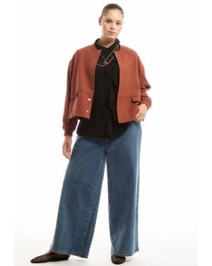 June + Vie Cropped Bomber Jacket - Blue