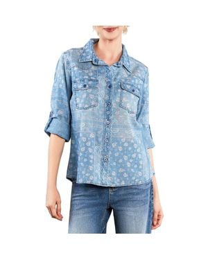 Billy T Bandana Print Short Sleeve Button-Up Shirt - Blue