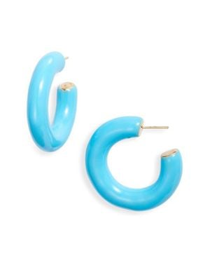 SHYMI Large Enamel Tube Hoop Earrings - Blue
