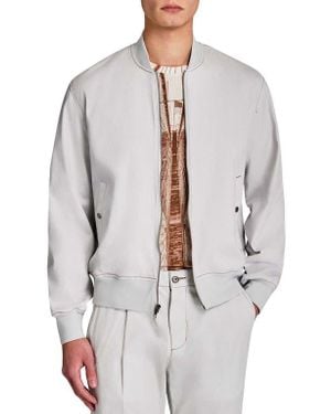 Brooklyn Brigade Slim Fit Brooklyn Bridge Bomber Jacket - White