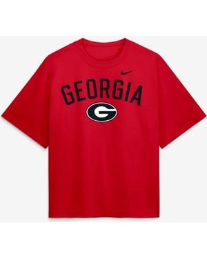 Nike Georgia Bulldogs Arch Logo Boxy T-Shirt - Red
