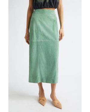 Ulla Johnson Orion Suede Pencil Skirt - Green