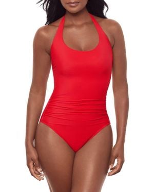 Miraclesuit Rock Solid Utopia One-Piece Halter Swimsuit - Red