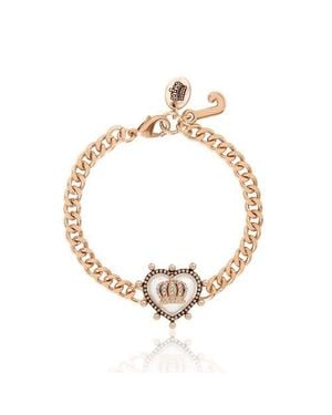 Juicy Couture Tone Chain Bracelet With Crown Heart Charm - Metallic