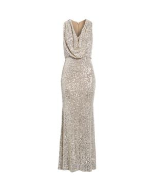 Eliza J Sequin Cowl Neck Gown - Gray