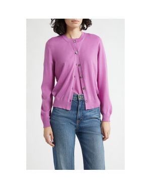 Johnstons of Elgin Honor Cashmere Crewneck Cardigan - Red