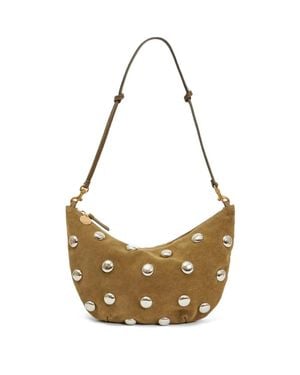 Clare V. Lune Studded Suede Shoulder Bag - Metallic