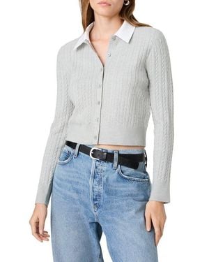 French Connection Cable Knit Layered Look Cardigan - White