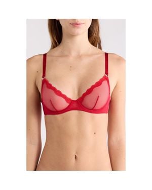 Fleur du Mal Sheer Tulle Demi Bra - Pink