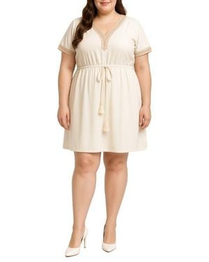 Standards & Practices Lace Trim Minidress - Natural