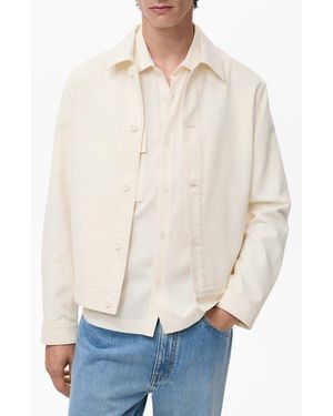 Mango Straight Cotton Blend Jacket - White