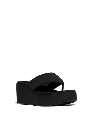 Fitflop Platfforms Wedge Toe Post Sandal - Black
