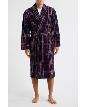 Majestic International Four Star Shawl Collar Cotton Velour Robe - Blue