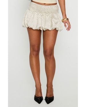 Princess Polly Sitting Pretty Bubble Hem Satin Miniskirt - White