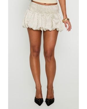 Princess Polly Sitting Pretty Bubble Hem Satin Miniskirt - White