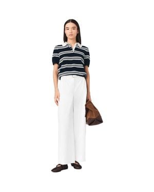 Maje Wide-Leg Cotton Pants - Blue