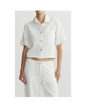 DL1961 Montauk Cuff Sleeve Crop Shirt - Gray