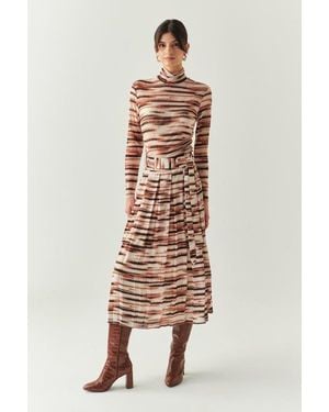 Exquise Elina Mesh Midi Skirt - Natural