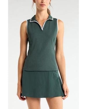 Zella Pace Piqué Knit Polo Tank - Green