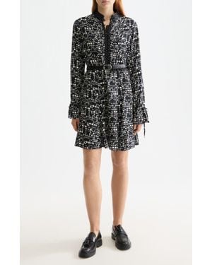 Scotch & Soda Long Sleeve Print Minidress - Black