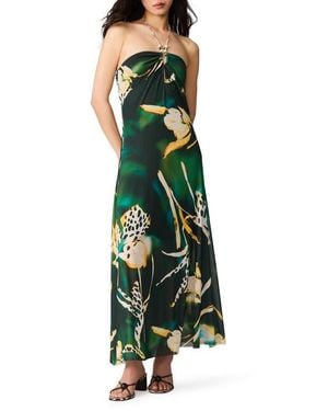 Steve Madden Strada Print Halter Maxi Dress - Green