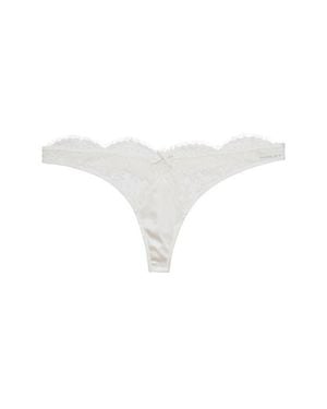 Fleur du Mal Frankie Lace & Satin Thong - White
