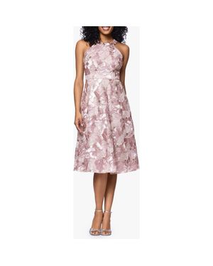 Betsy & Adam Soutache Sequin Sleeveless Cocktail Dress - Pink