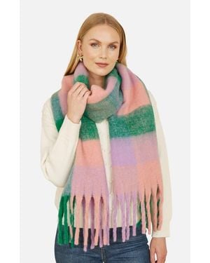 Yumi' Check Soft Tassel Scarf - Multicolor