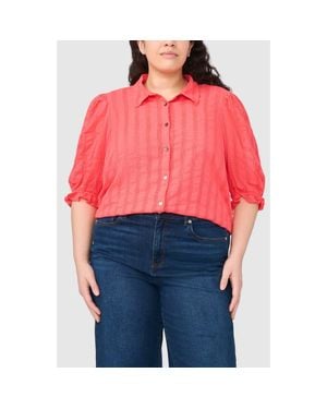 Halogen® Puff Sleeve Cotton Top - Red