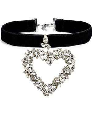 Saint Laurent Oversize Heart Pendant Choker Necklace - Black