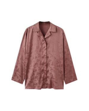 Mango Jacquard Satin Button-Up Shirt - Red