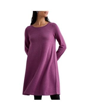 Seasalt Cornwall Long Sleeve Organic Cotton A-Line Sweater Dress - Purple