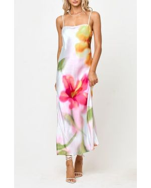 LSPACE Gabby Floral Bias Cut Cotton Sateen Cover-Up Maxi Dress - Pink