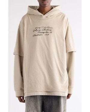 Acne Studios Floor Fairy Tale Layered Logo Graphic Hoodie - Natural