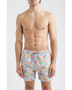 Boardies Club Tropicana Print Swim Trunks - Blue