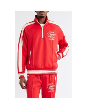 Criminal Damage Pintuck Half Zip Track Top - Red