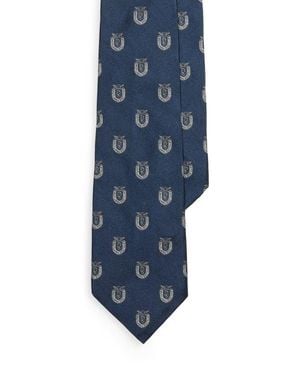 Ralph Lauren Crest Logo Silk Club Tie - Blue