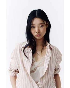 H&M Oversized Lyocell-Blend Shirt - Pink