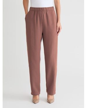 Misook Nora Straight Leg Crepe De Chine Pant - Red