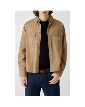 Guess Boxy Cotton Shirt Jacket - Natural