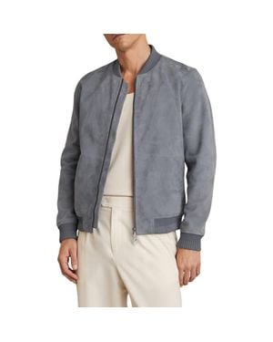 Reiss Burnham Suede Bomber Jacket - Gray