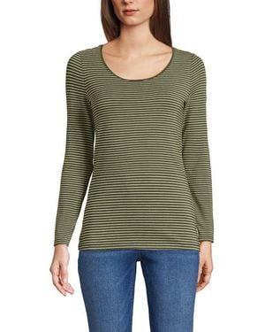 Lands' End Plus Size Lightweight Jersey Skimming Long Sleeve Scoop Neck T-Shirt - Green