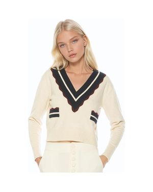 Alexia Admor Arden Deep V Contrast Trim Cardigan - Natural