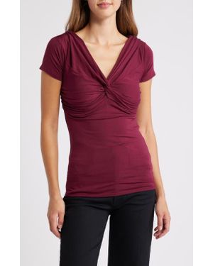 Loveappella Twist Detail Stretch Detail Top - Red