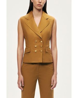 Nocturne Tailored Double-Breasted Vest - Natural