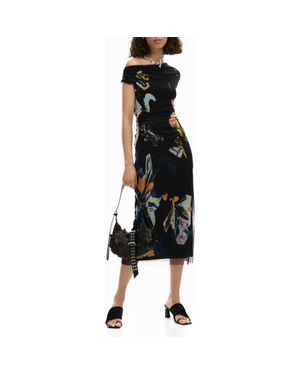 Desigual Floral Print Sleeveless Dress - Black