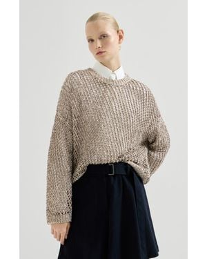 Brunello Cucinelli Dazzling Chiné Net Sweater - Natural
