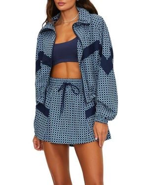 Beach Riot Casen Print Front Zip Jacket - Blue