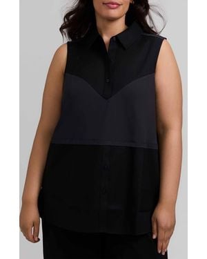 Foxcroft Chelsea Layered Sleeveless Tank - Black